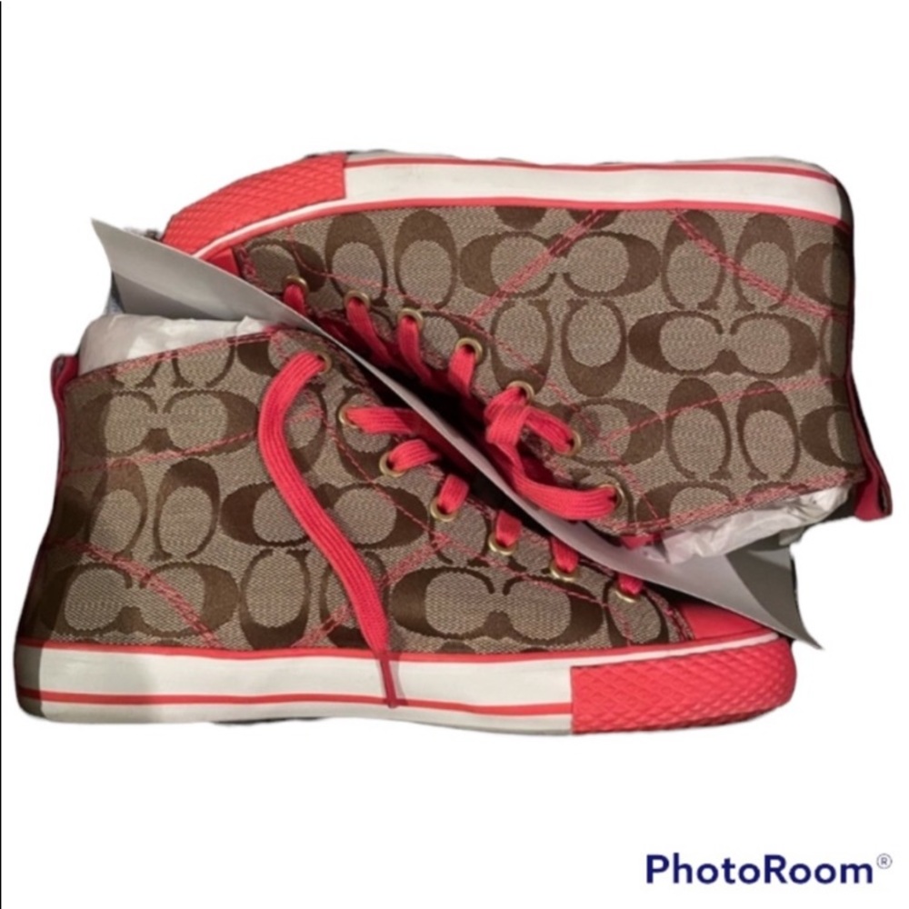 Coach  8.5 Signature Pink high top sneakers BARBIE BARBIECORE - Picture 2 of 7